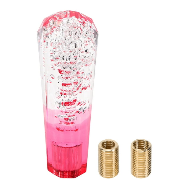 Pomo de Cambio de Cristal de Dos Tonos Único de Bargains con Diamante, Pomo de Palanca de Cambios de Acrílico para Vehículos Automáticos y Manuales con 2 Adaptadores Blanco Rojo 1 Juego
