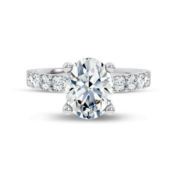 Oryn Jewel Bridal Jewelry with Classic Engagement Ring Design for Women - 14K White Gold Over Metal Featuring 2 Ct Oval Lab Created Diamond - Shimmering Wedding Jewelry for Brides