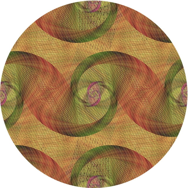Ahgly Tapis Rond Lavable en Machine Intérieur Caramel Brun Transitionnel, 7 Pieds Rond