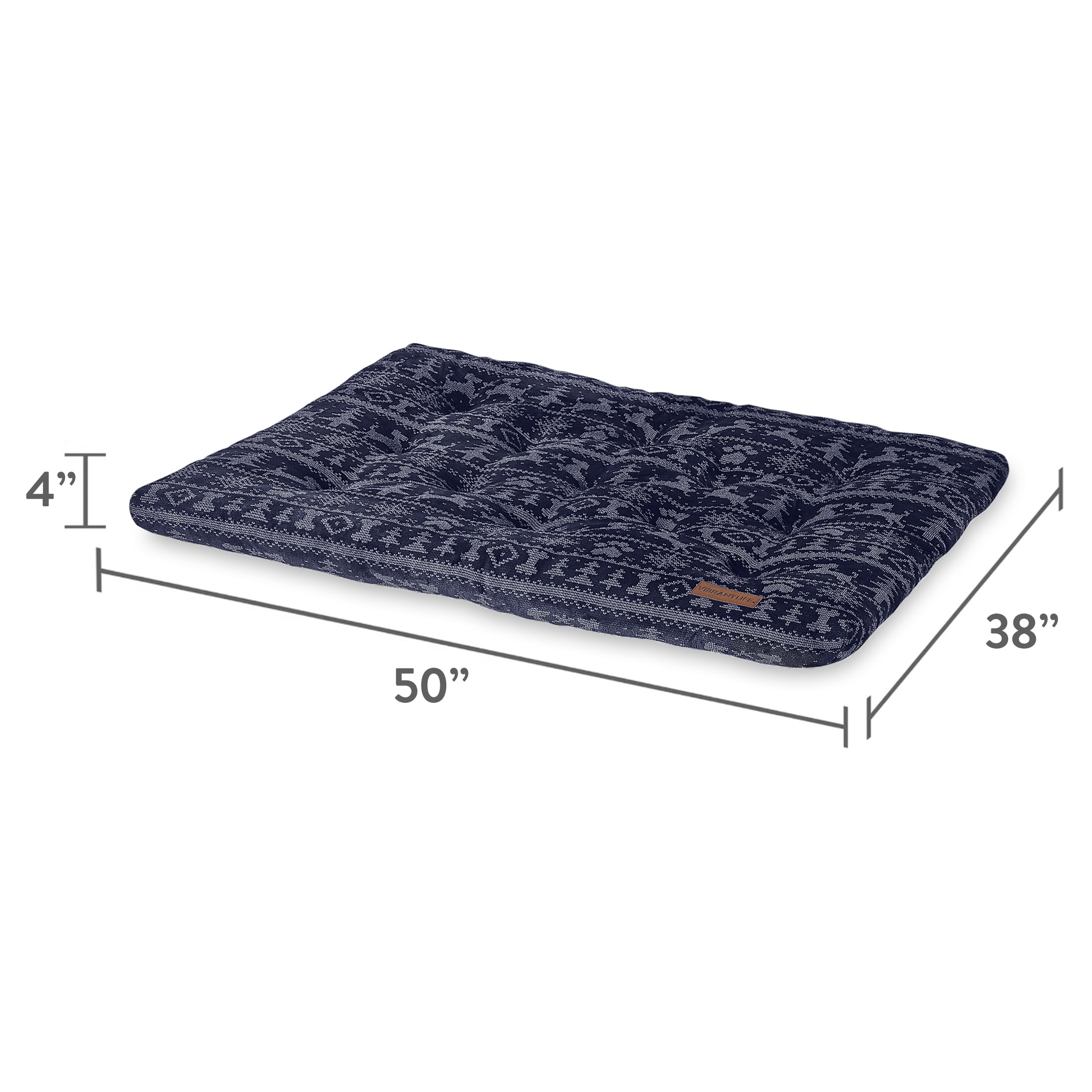 Vibrant Life Jumbo Dog Bed, X-Large Pillow Dog Bed, 48" x 38", Navy Fair Isle