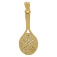 thumbnail image 2 of 14k Two-Tone Gold Unisex Cubic Zirconia Tennis Racquet Ball Sport Charm Pendant, 2 of 2