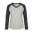 thumbnail image 7 of Women V Neck Raglan Color Block Long Sleeve T-Shirt Loose Relaxed Fit Contrast Sleeve Solid Spliced Casual Basic Top Fashion Versatile Layering Tee for Autumn Winter, 7 of 7