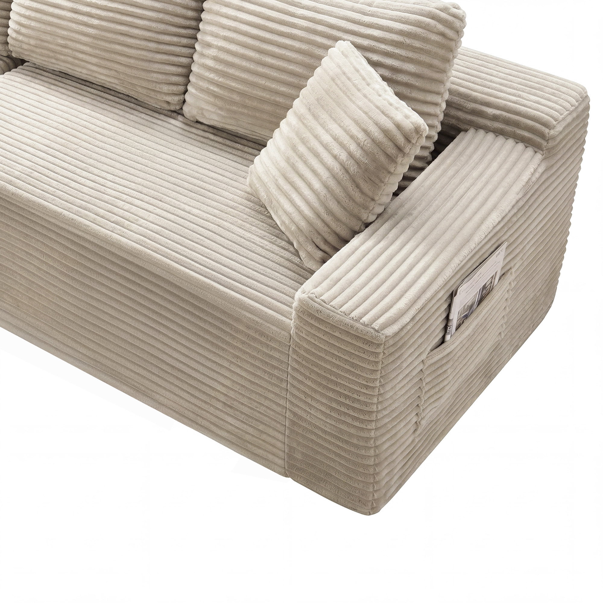 Leumius 106.3" Cloud Modular Sectional Sofa Couch with L-Shape Chaise,Modern Minimalist Upholstered Couches for Living Room Bedroom No Assembly Required Camel-L