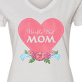 thumbnail image 4 of Inktastic World's Best Mom in Pink Heart with Flowers Women's V-Neck T-Shirt, 4 of 5
