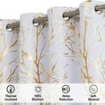 thumbnail image 4 of Decoultimatex Gold White Tree Branch Metallic Print Blackout Window Curtain Panels for Living Room Bedroom Noise Reduction Drapes, Grommet Top, 50"x 63"x 2, 4 of 6