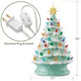 thumbnail image 4 of 15" Hand Painted Ceramic Christmas Tree, Seafoam Snow Flocked Pre-Lit Tree, 128 Multi-Color Lights, 2 Star Toppers, 4 of 7