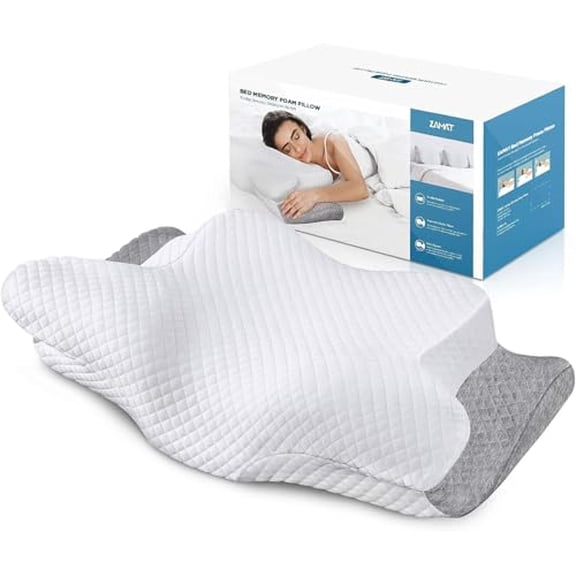 Ergonomic Adjustable Cervical Memory Foam Pillow for Neck Pain Relief, Cooling Breathable Pillowcase, Orthopedic Support for Back, Side, and Stomach Sleepers