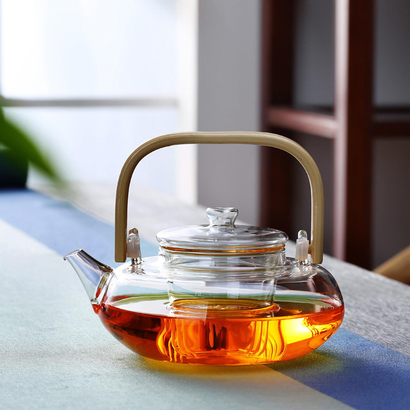 Borosilicate Glass Tea Kettle, with Tea Strainer Heat Resistant Kung Fu Tea  Hand Blowing Loose glass Teapot, Tea Pot Stovetop safety 400ml