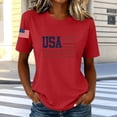 thumbnail image 6 of NTACZA Crew Neck Summer Tops for Women T‑Shirts Short Sleeve Casual Usa American Flag Print Relaxed Fit Festival Graphic Tees Red, 6 of 6