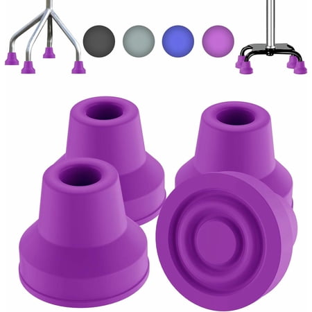 KALAKALA Quad Cane Tips (4-Pack) - Heavy Duty Rubber Cane Tip - Non-Slip Extreme Grip Replacement Foot Pad - Accessories for Walking and Standing Stick for Women, Men, Seniors, Elderly