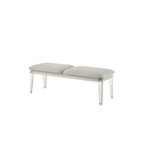 ACME Laveda Wood Bench with Acrylic Legs in Light Gray & Pearl White