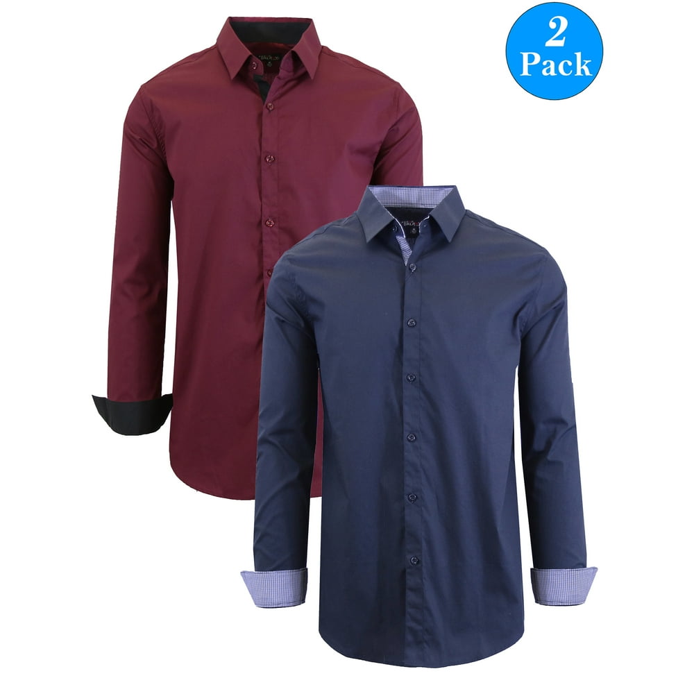 GBH Men's Long Sleeve Stretch Cotton Dress Shirts (2Pack) Walmart
