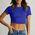 thumbnail image 2 of perfectbot Womens Summer Crop T-Shirts Short Sleeve Slim Plain Plus Size Blouses Tops Going Out Trendy Size XS-XXL, 2 of 7