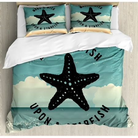 Starfish Duvet Cover Set Retro Make A Wish Upon A Starfish