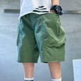 thumbnail image 2 of Wdgfv Boys Summer Cargo Shorts with Side Pockets Lightweight Athletic Drawstring Waist Casual Outdoor Play Shorts for Youth Green 5-6 Years, 2 of 9