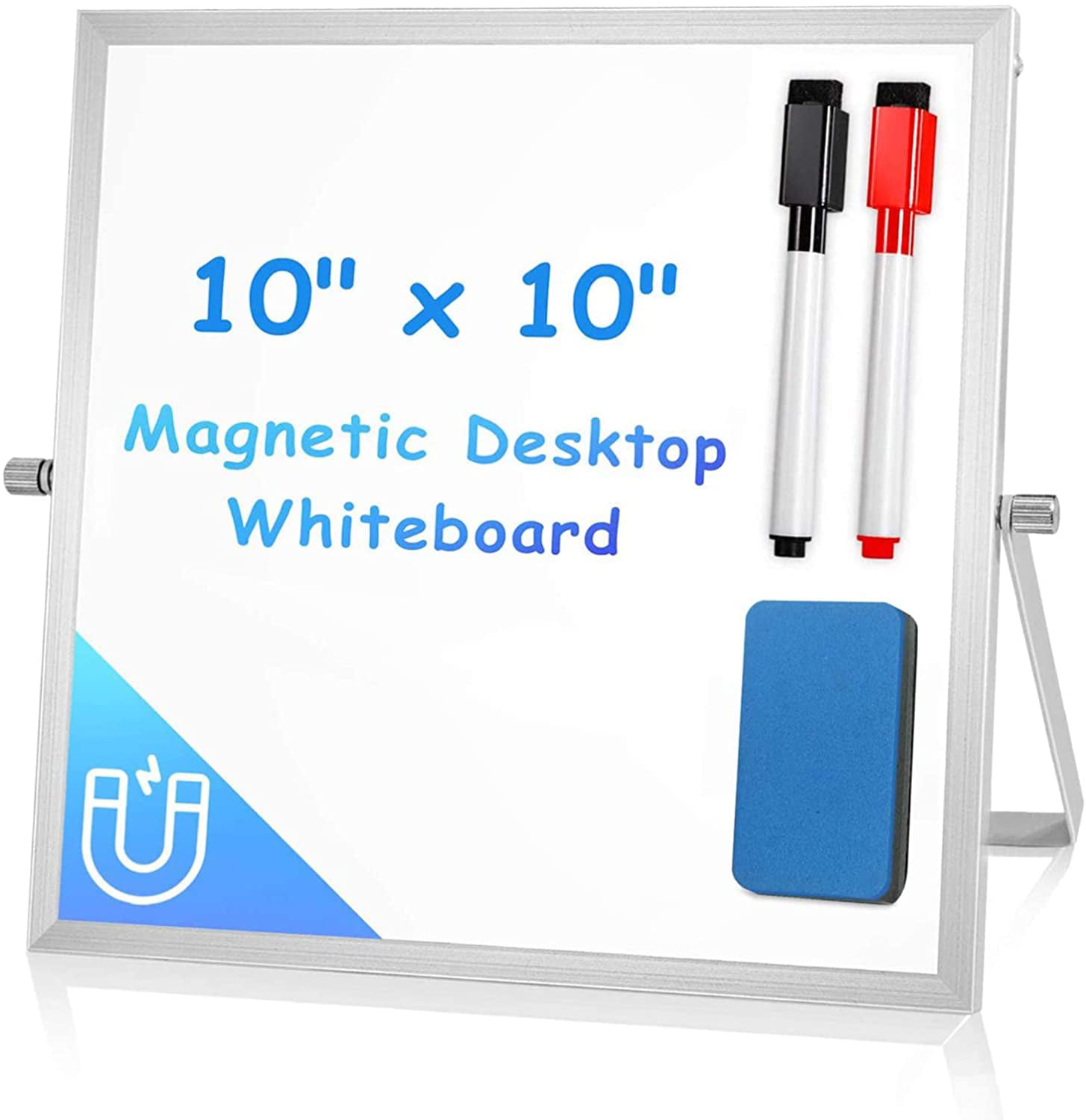 10 x 10 Inches Small Dry Erase White Board Desktop Mini Portable Whiteboard Easel 