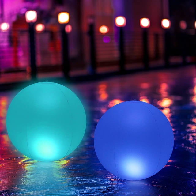 2 luces LED flotantes para piscina de 20 cm, globo impermeable IP68, lámpara flotante, luz nocturna LED que cambia de color al aire libre con control remoto para decoración de fiestas, piscina, boda,