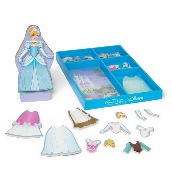 Melissa & Doug Disney Princess Cinderella Magnetic Dress-Up Wooden Doll Pretend Play Set (30  pcs)