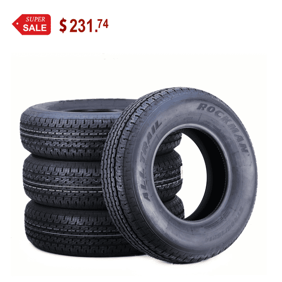 ROCKMAN Trailer Tire ST205/75R14 8-Ply Load Range D 105M Steel Belted Radial 11165, Set4