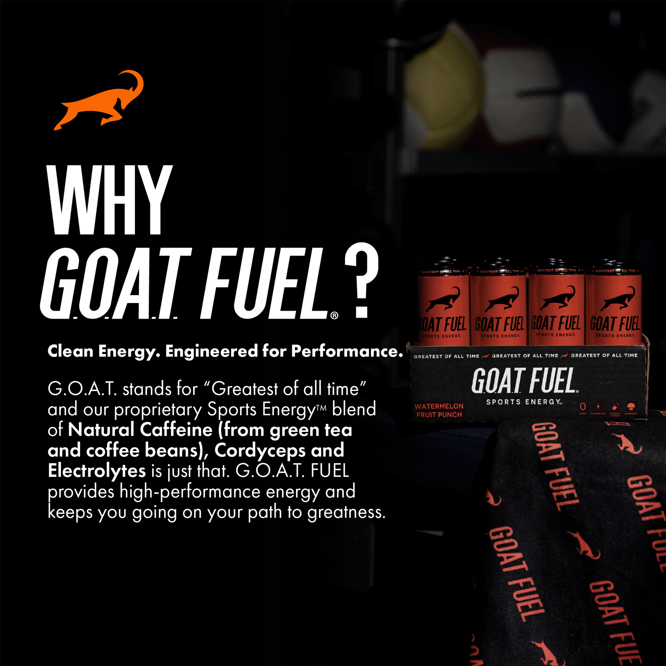 G.O.A.T. Fuel Sports Energy Drink, Watermelon Fruit Punch, 12-oz
