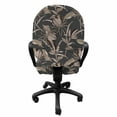 thumbnail image 3 of Floral Office Chair Slipcover, Hand Drawn Exotic Flowers and Leaves in Dotted Filling, Protective Stretch Decorative Fabric Cover, Standard Size, Dark Grey Dark Tan, by Ambesonne, 3 of 5