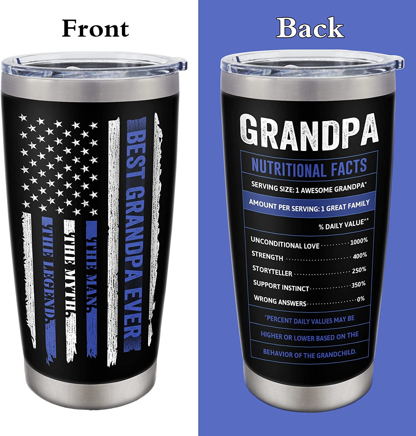 Zzkol Gifts for Grandpa - Great Grandpa Tumbler with Lid and Straw, Funny Birthday Gifts, American Flag Camo Camouflage Stainless Steel Travel