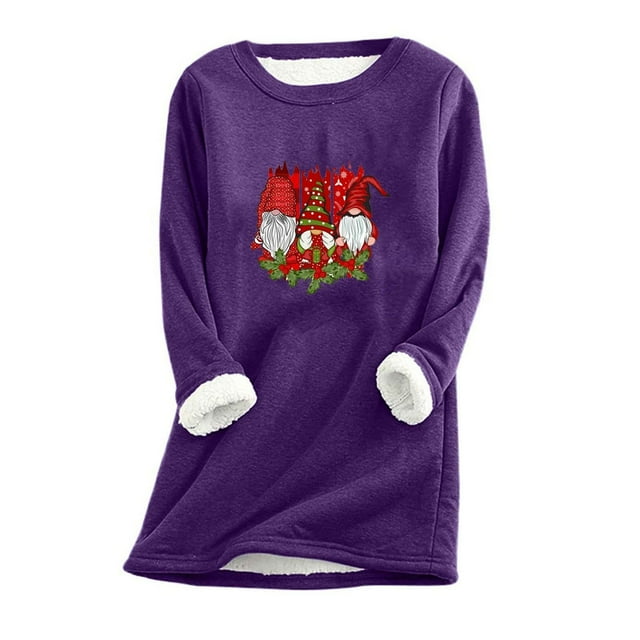 Jienlioq T-Shirt à Col Rond pour Femmes, Mode, Imprimé de Noël, Manches Régulières, Hiver, Ample, Vacances, Décontracté, Manches