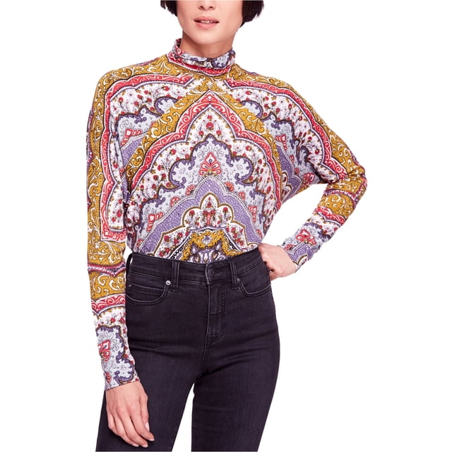 Free People Womens Chase Me Knit Blouse, Multicoloured, Large