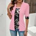 thumbnail image 4 of Heisall Womens Tops Two-piece Color Blocking Loose Short Sleeve Casual Fashion T-shirts & Blouses Autumn 2025, 4 of 9