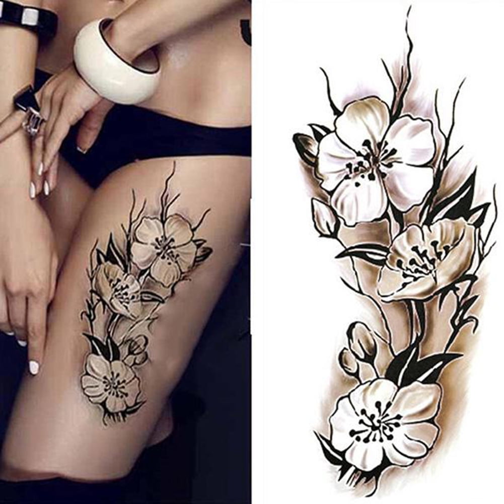 FLW Unisex Waterproof Plum Blossom Flower Arm Leg Tattoo Sticker Temporary  Body Art 