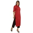 thumbnail image 2 of Moomaya Kurta en Rayonne Uni pour Femmes à Manches Évasées, Col à Cordon, Kurti Ethnique Long, 2 of 7
