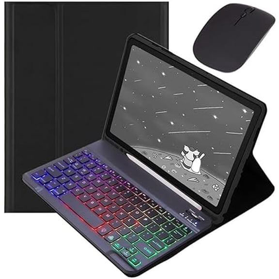 Black Black Rainbow Backlit Keyboard Case with Mouse for iPad Mini 6 / Mini A17 Pro 2024