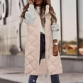 thumbnail image 6 of Hvyesh 2024 Winter Puffer Coats Women's Hooded Long Down Vest Full-Zip Sleeveless Puffer Vest Fashionable Coats Jacket 3-Khaki,L, 6 of 8