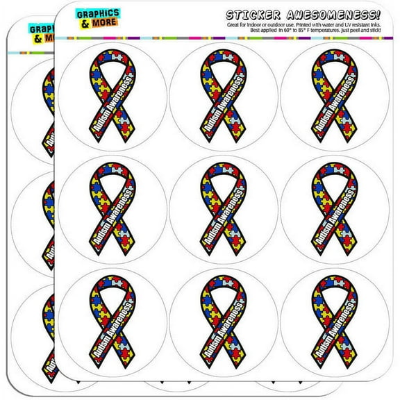 Autism Awareness Ribbon on White 18 2" Planner Calendar Scrapbooking Crafting Stickers