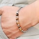 thumbnail image 2 of Tiger Eye Bracelet for Men Brown Obsidian Beaded Bracelet Healing Crystal Bracelet Natural Stone Brac elet Punk Silver Chain, 2 of 5