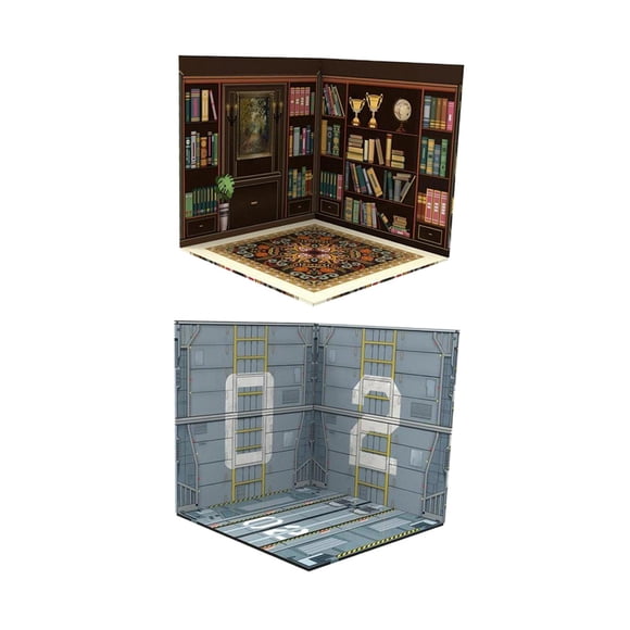 2 pieces Simulation 1:12 Backdrop Model Background Board Collection Scene Layout Diorama Accessories Toys Decorative Ornament