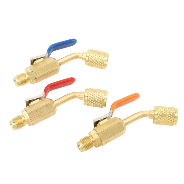 Válvula De Bola Para Aire Acondicionado, Interfaz SAE De 1/4 Pulg., Resistente A La Presión, Antifugas, Válvula De Bola Para Refrigerante De 3 Piezas Para Mangueras De Carga R12