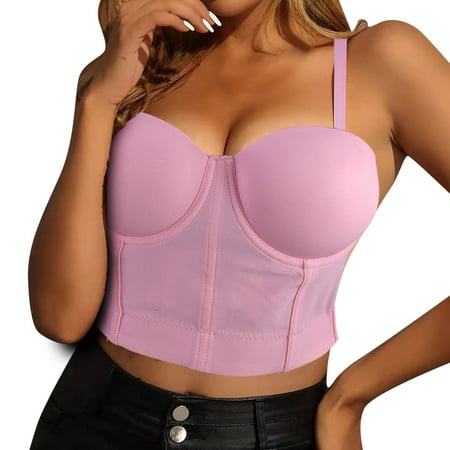 

LBECLEY Eyeglass Case Holder Open Back Bra Solid Small Sling Detachable Shoulder Strap Bridesmaid Dancer Body Shaping Chest Wrapping Sheer Tube Top Dress Pink Xxl