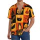 thumbnail image 1 of Balery Halloween Banner Symbols Camisa Casual de Manga Corta con Botones para Hombre, Texturizada, Estilo Cubano, para Playa, Verano-Medium, 1 of 5