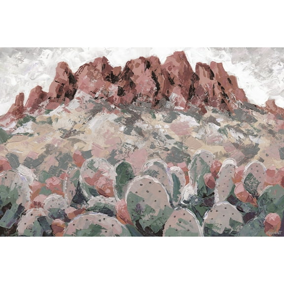Marmont Hill Cactus in Red Rock Painting Print on Wrapped Canvas
