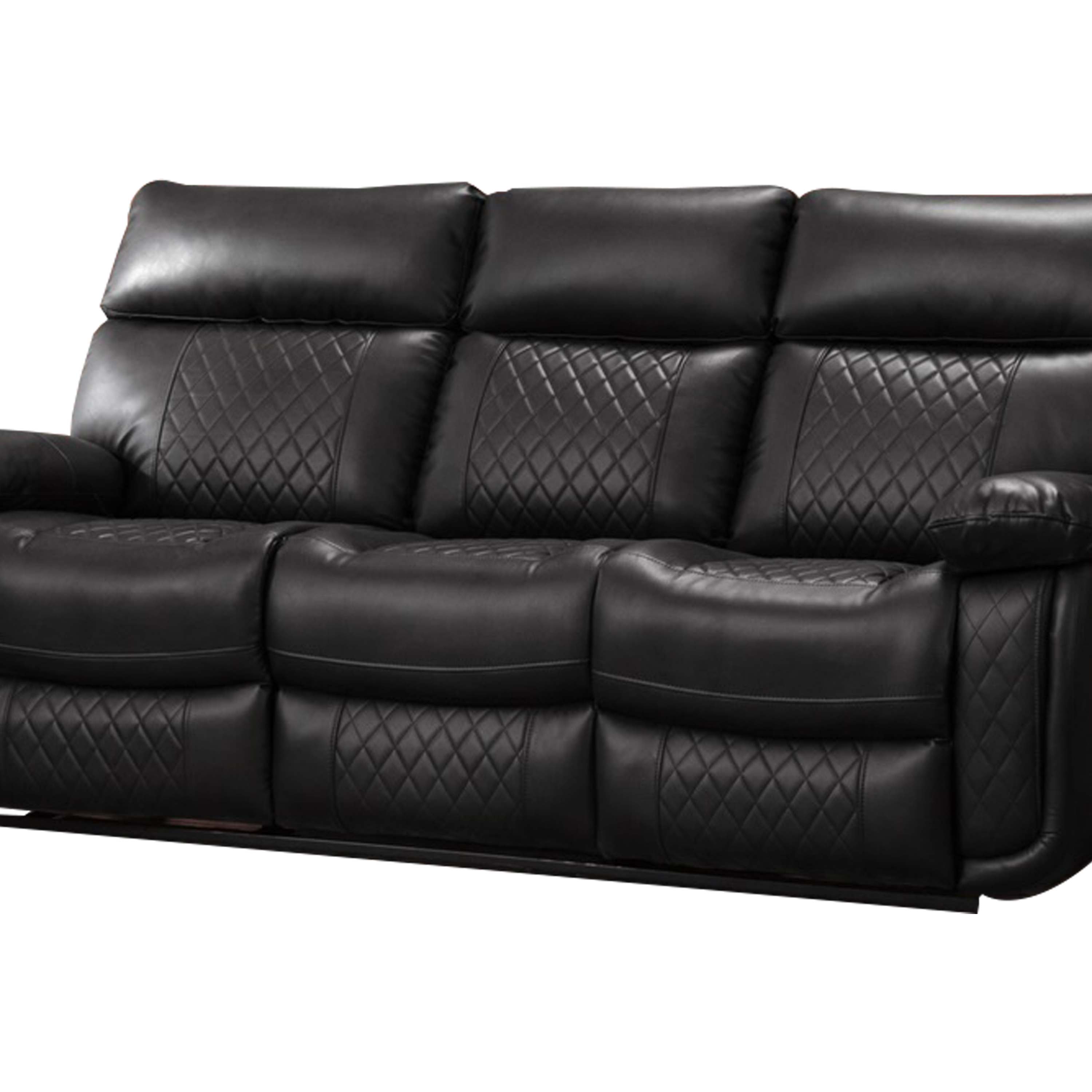 Contemporary Living Room Faux Leather Upholstered Sofa, Black