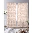 thumbnail image 3 of Pink Flowers Sheer Curtains 84 Inch Length 2 Panels Set, Baroque Scroll Floral Damask Pattern Art Voile Window Treatment Rod Pocket Curtains Sheers Drapes for Bedroom/Living Room/Kitchen 52"x84"x2, 3 of 7