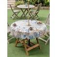 thumbnail image 4 of Outdoor Tablecloth with Umbrella Hole for Patio/Picnic/Party/Camping, Blue Beige Coastal Waterproof Table Cloth Round Cover Washable, Beach Starfish Summer Eucalyptus Retro (Dia 54"), 4 of 8