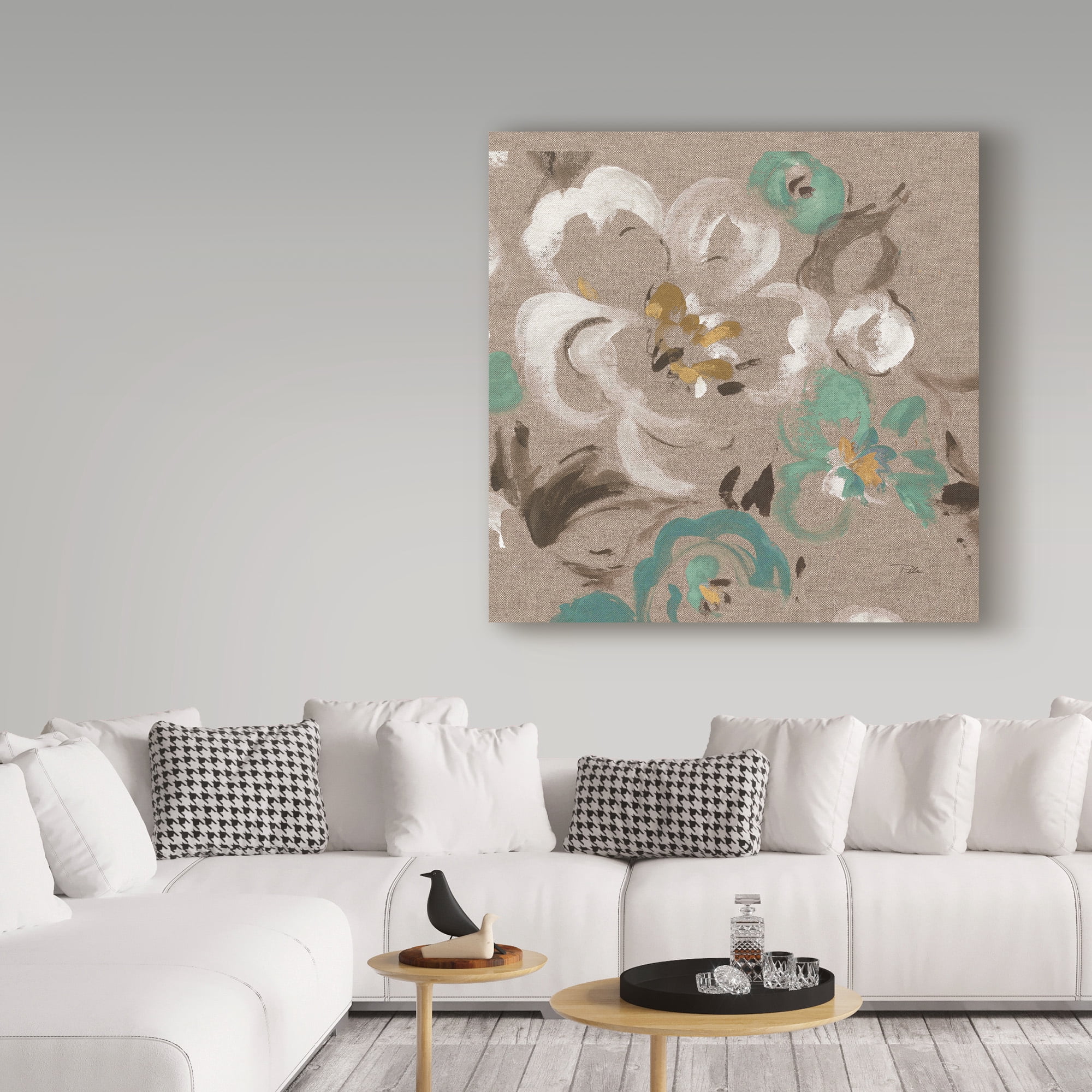 Trademark Fine Art 'Brushed Petals II Teal' Canvas Art by Pela