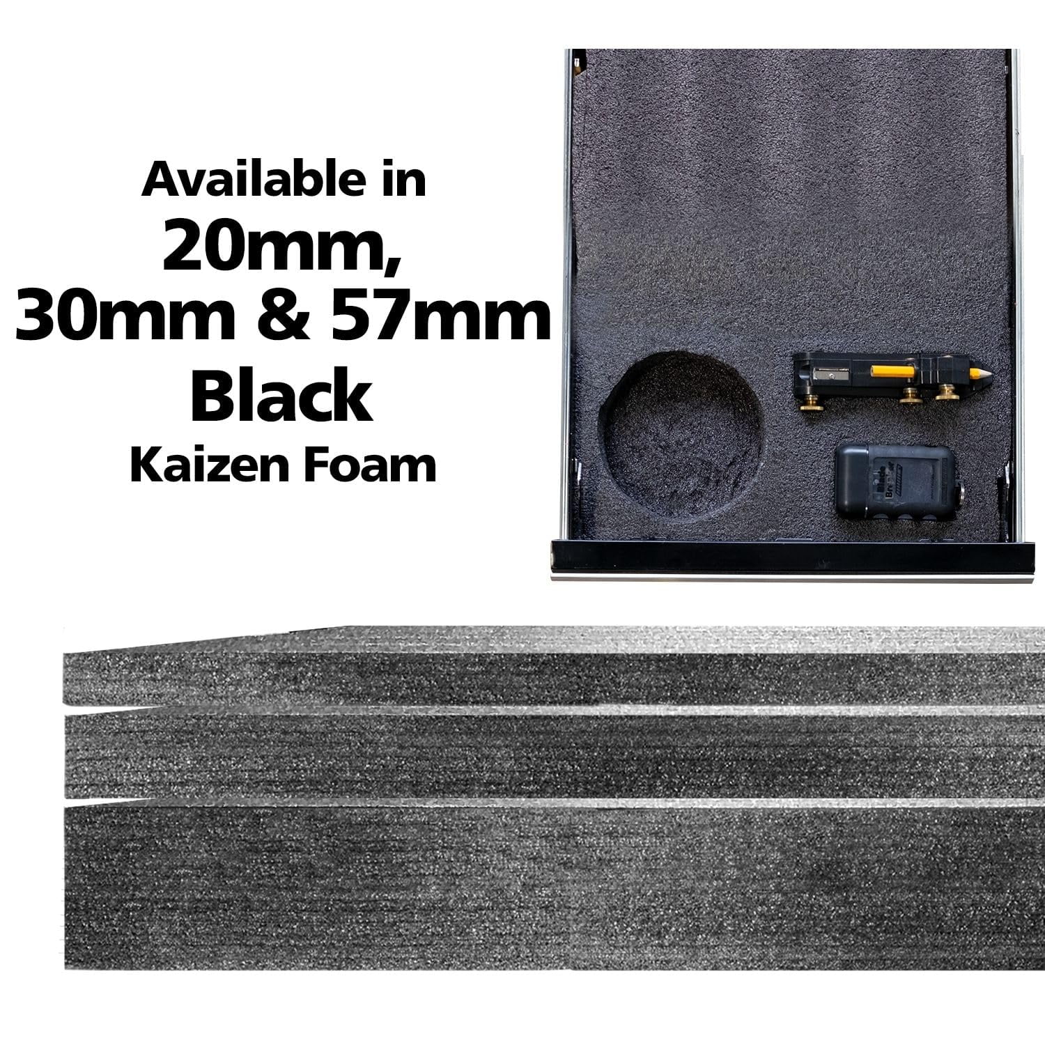 Foam Sheet for Tool Box Organizers and Storage - Perfect for Professional Contractors and Technicians - 20mm Thickness, 2' x 4' Sheet Size, Black
