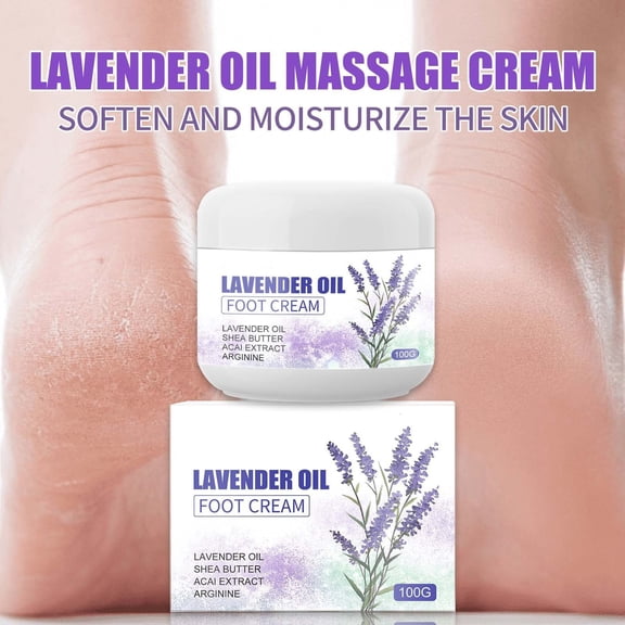 Lavender Oil Foot Care Cream 100ml, Moisturizes & Soothes Dry Rough Feet, Relaxing Scent for Foot Comfort