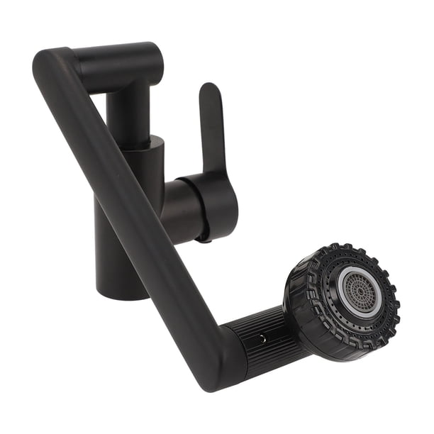 M Buder Grifo Universal Multifuncional de Acero Inoxidable Brazo Robótico Giratorio 360 Grados Agua Fría y Caliente para Lavabo de Baño Negro con Tubo 25.4 cm / 10 inches