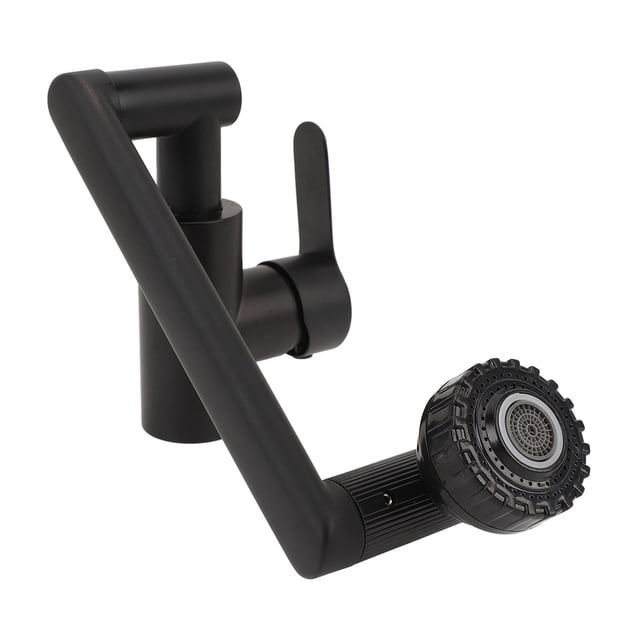 M Buder Grifo Universal Multifuncional de Acero Inoxidable Brazo Robótico Giratorio 360 Grados Agua Fría y Caliente para Lavabo de Baño Negro con Tubo 25.4 cm / 10 inches