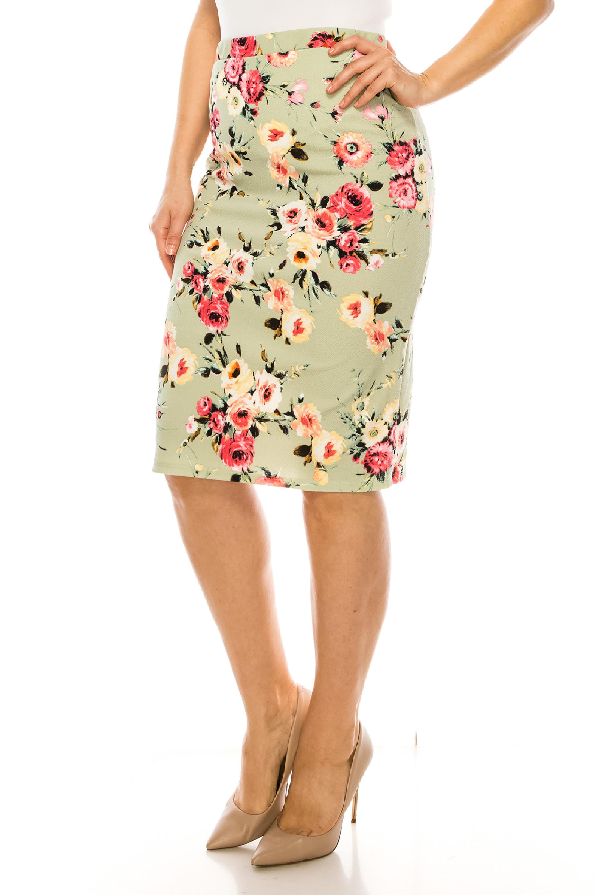 Knee Length White Skirt Dillards Women's Plus Size Floral Print