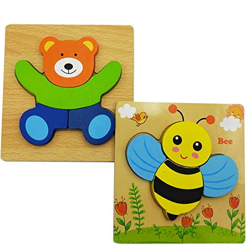 Animals Puzzles Toys for Toddler Children Kids for Color Shapes Cognition Skill Learning Gifts for Fine Motor Skill Jwxstore Wooden Jigsaw Puzzles Toys Set for 1 2 3 4 Year Old Boys and Girls